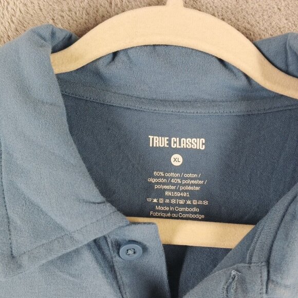 NWOT TRUE CLASSIC Men Polo Shirt Size XL Blue Knit Cotton Blend Casual - Picture 6 of 10